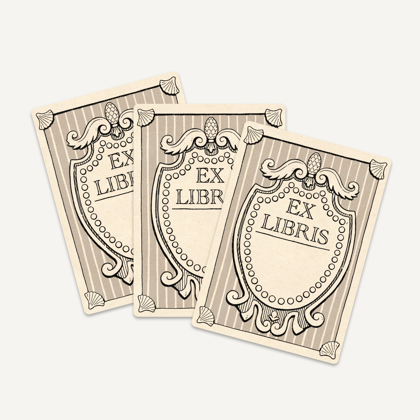 Gilded Bookplate Sticker - Set of 3