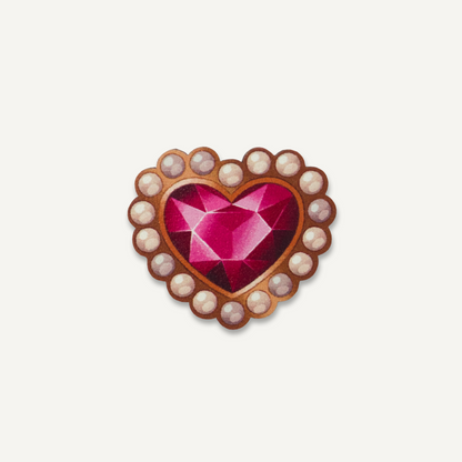 Crystal Heart Wooden Pin