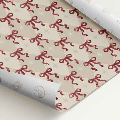 Red Bow Gift Wrap - 1 Sheet